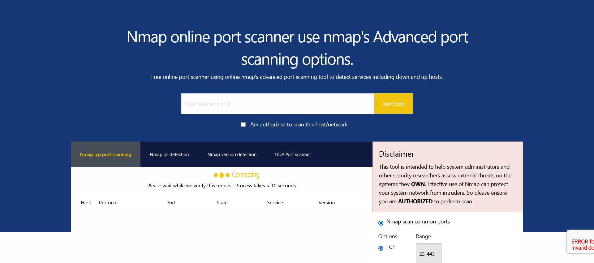Online Port Scanner Powered by Nmap